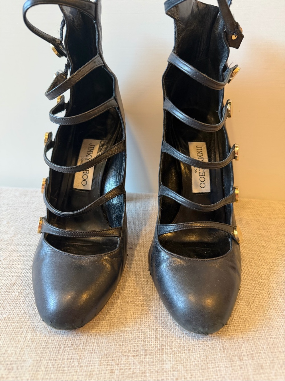 AUTHENTIC Jimmy Choo Black Venice 100 Heels in 37.5 (US women’s 7/7.5) - Picture 3 of 16